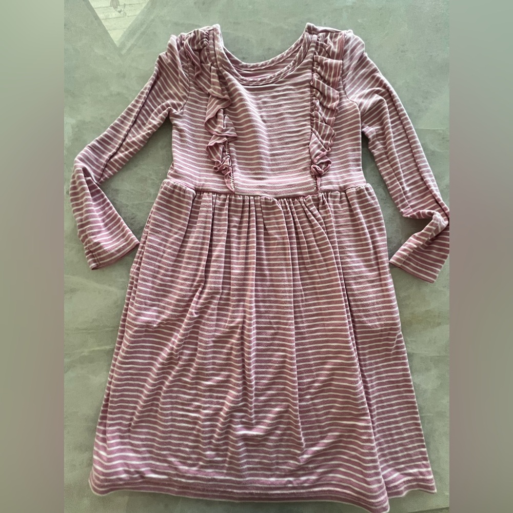 Little Sleepies Play pink and white striped dress, 5